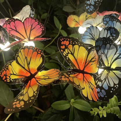Solar Garden Lights Outdoor Waterproof 4 Pack Solar Power Firefly Butterfly Lights Swaying in The Wind 8 Modes 32LED Realistic Butterflies Gifts for Mom Grandma Yard Patio Pathway Decorations, Warm