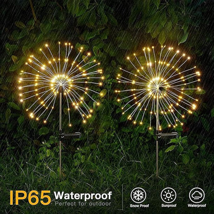 Warm White Solar Lights for Garden Decoration 150 LED Fairy Lights Starburst Outdoor Firework Decorative Lamp Pathway Lighting Waterproof Colored 4 Pack