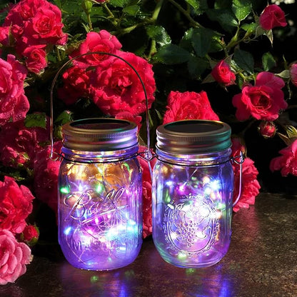 ZNYCYE Solar Mason Jar Lights, 12 Pack 30 LED Firefly Fairy String Lights, Waterproof Outdoor Solar Mason Jar Lid Lights with Hangers(NO Jars) for Patio Garden Yard Wedding Decoration - Multicolor