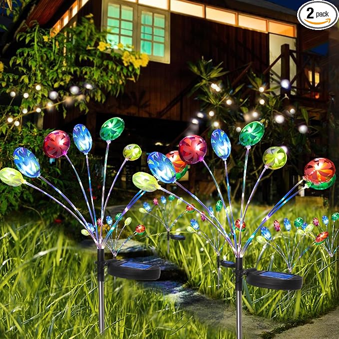 NINIPAPA Solar Garden Lights Outdoor Pathway Lights, 2 Pack Outside Valentines Day Holiday Solar Candy Lollipop | Lumora