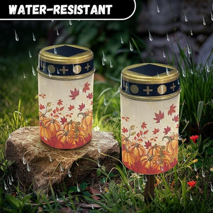 Thanksgiving Pumpkin Solar Lights for Outside Solar Garden Lights 4 Pieces Solar Lights Outdoor Garden Lights Landscape Lighting Waterproof Lights