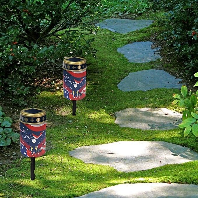 Solar Lights Outdoor,Eagle American Flag Waterproof Solar Pathway Lights, Auto On/Off Solar Garden Lights for Your | Lumora