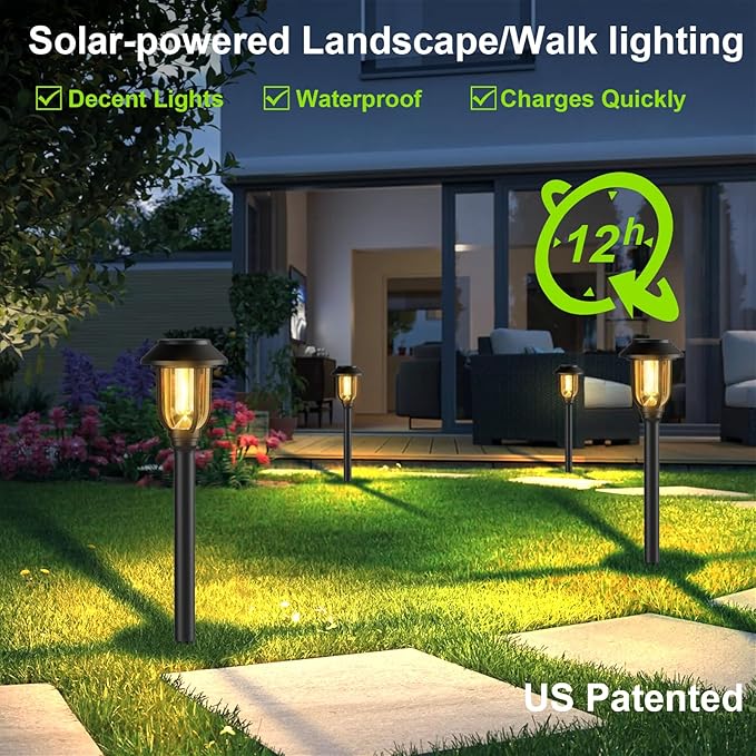 12 Pack Solar Pathway Lights + 2 Pack Solar Lamp Post Lights Outdoor - 14 Piece Bundle for Walkway, Driveway | Lumora