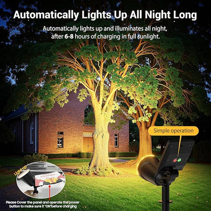 Solar Spot Lights Outdoor Waterproof: 1000LM Big Adjustable Spotlight - 2-in-1 15Hrs+ Long Lasting Spot Light - Solar Powered Spotlights Landscape Lighting for Garden, Yard, Tree, Flag, Wall, Pathway