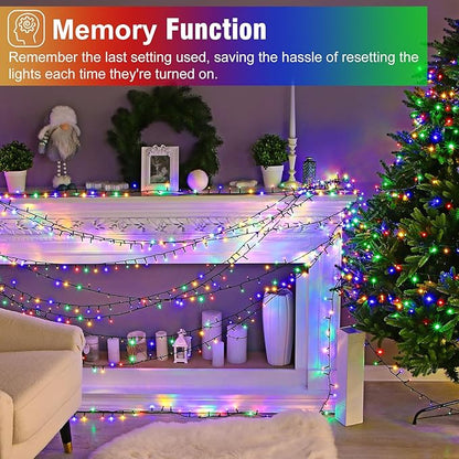 800 LED Christmas Tree Lights, 262FT Christmas Lights Outdoor Indoor, Waterproof 8 Modes Plug in Christmas Decorations Green Wire for House Patio Party Holiday Decorations, Multicolor