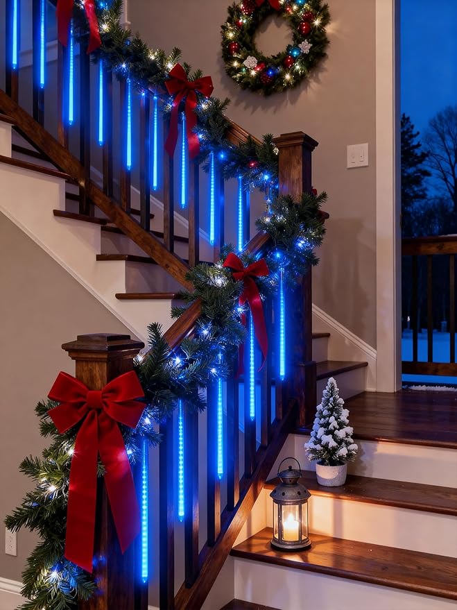 Flacchi Meteor Shower Icicle Lights - 5 Tubes 20" Each 270 LED Cascading Raindrop Lights, Timer Outdoor Waterproof | Lumora