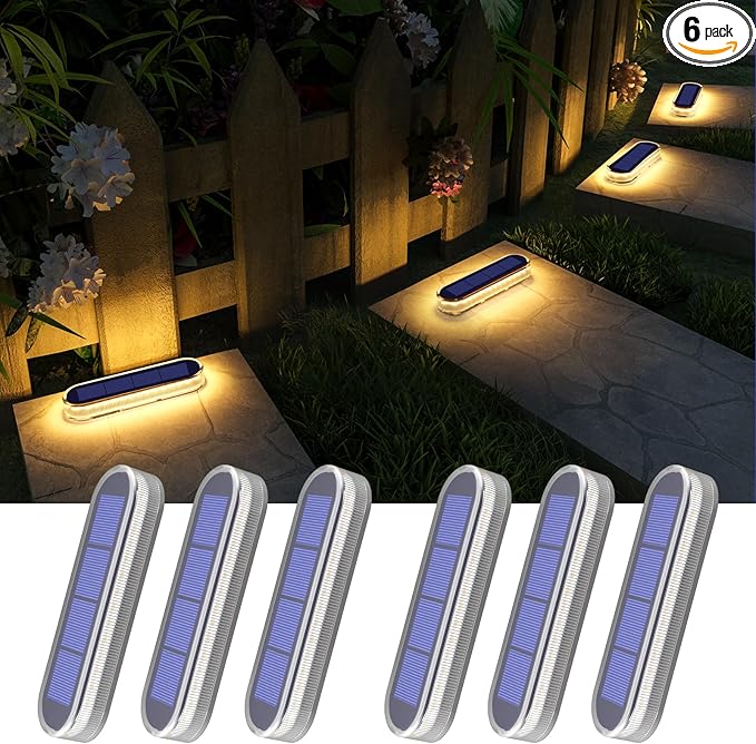 YiLaie Solar Stair Lights Outdoor Waterproof, Stick on Solar Strip Lights Auto ON/Off, Small Step for Outside Dock | Lumora