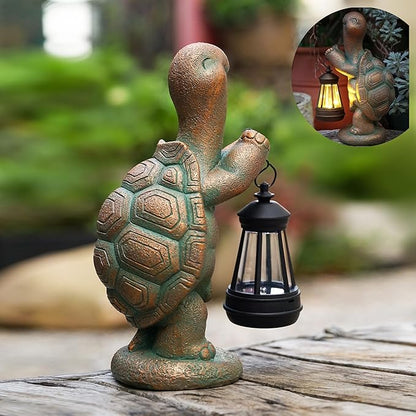 Turtle Solar Powered Outdoor Garden Statue, Resin Statue with Solar Light Lantern, Decorative Lawn,Yard,Balcony Outdoor Tortoise Patio Home Ornament, Birthday Gifts for Mom Grandma