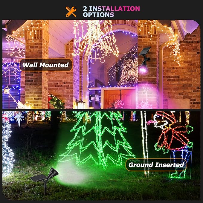 Solar Color Spot Lights Outdoor, 21 LEDs Color Changing Outdoor Lights, IP67 Waterproof RGB Multicolor Yard Solar | Lumora