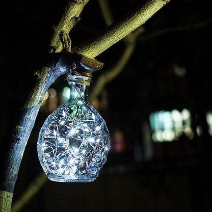 Decorman 10 Pack Solar Wine Bottle Lights 20 LEDs Waterproof Fairy Cork String Silver Wire Craft Lights for Party, Wedding, Christmas, Holiday, Garden, Patio or Table Decor