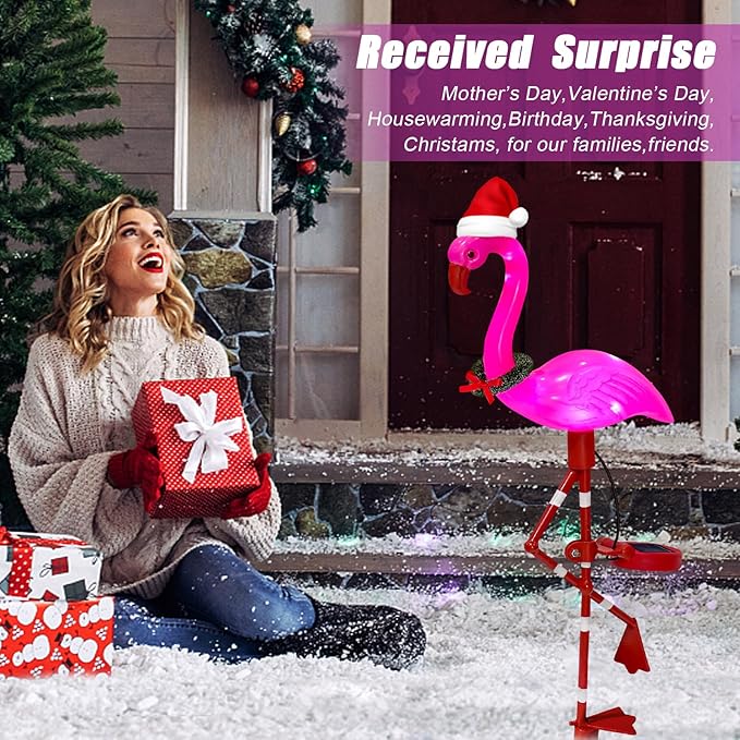 Solar Garden Lights Flamingo Decorations Outdoor Waterproof,2 Packs Solar Flamingo Light Garden Decor,Pink Flamingo | Lumora