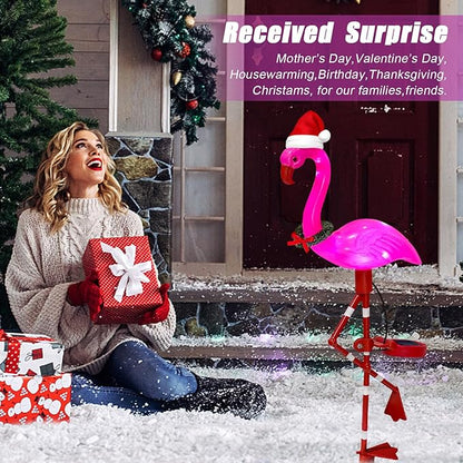 Solar Garden Lights Flamingo Decorations Outdoor Waterproof,2 Packs Solar Flamingo Light Garden Decor,Pink Flamingo Statue Decorative Figurine Lights for Yard Art Patio Porch Lawn