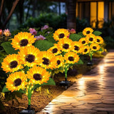 Solar Garden Lights Outdoor, 4 Pack Sunflower Lights with 24 Real Looking Flowers, Waterproof Summer Garden Decor | Lumora