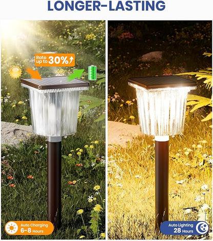 Super Bright Solar Garden Lights Powered 8 Pack,Adjustable Warm&Cool White,Waterproof IP65 Solar Pathway Outdoor Decor Landscape Lighting Outside for Front Yard/Patio/Walkway/Driveway/Lawn/Path Light