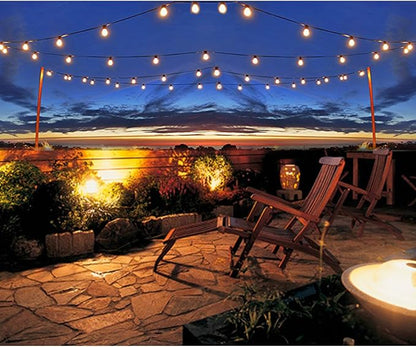 Sokani 24 ft Long Outdoor String Lights for Party Christmas Halloween Backyard Yard Cafe Deck Patio Porch Garden Tree Decor w/12 Sockets 14 Hanging Bulbs 2 Spare,Linkable Weatherproof Commercial Grade