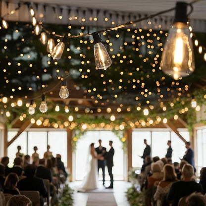 Yescom 200Ft LED Outdoor String Lights with 104 Shatterproof ST38 Vintage Edison Bulbs Waterproof Dimmable 2700K Commercial Grade Outside Hanging for Wedding Event Party Cafe Bistro UL Listed