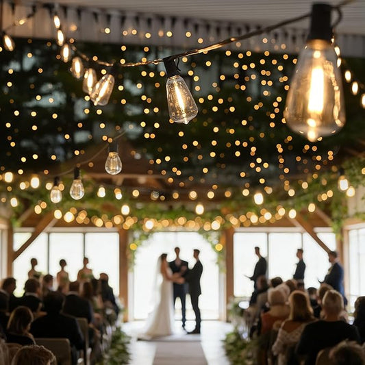 Yescom 200Ft LED Outdoor String Lights with 104 Shatterproof ST38 Vintage Edison Bulbs Waterproof Dimmable 2700K Commercial Grade Outside Hanging for Wedding Event Party Cafe Bistro UL Listed