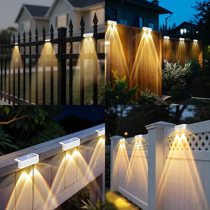 Peasur Solar Fence Lights Outdoor, 8 Pack Step Light Solar Powered, Waterproof LED Deck Lights for Stairs Railing Yard Patio Outside Warm White-White