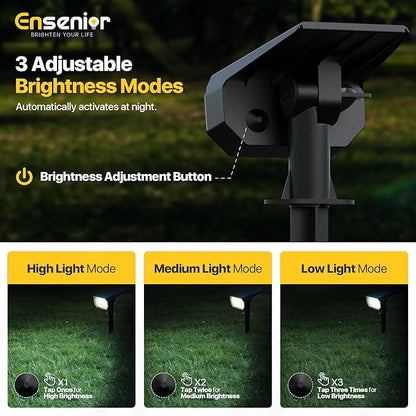 Ensenior Solar Spotlights Outdoor, 56 LEDs Brightness Adjustable 6500K LED Solar Garden Lights, Halloween Christmas Landscape Lighting for Flag/Yard/Pathway, IP65 Waterproof - 6 Pack