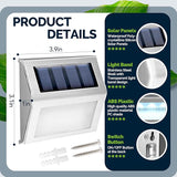 GIGALUMI 6 Pack Solar Step Lights,3 LED Solar Stair Lights Outdoor LED Deck Lighting Stainless Steel Waterproof Led | Lumora
