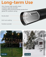 LAND·VOI Metal String Light Poles for Outside Hanging - Backyard, Garden, Patio, 4 Pack Lighting Stand with | Lumora