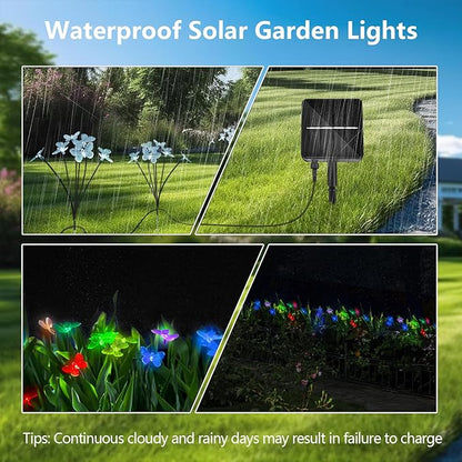 Solar Lights for Outside, RGB Breathing 12 Butterfly Solar Garden Lights - Outdoor Waterproof, Daisy Chained, Perfect for Yard Pathway Patio - 2 Pack