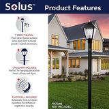 Solus 7-Foot Direct Burial Lamp Post – Aluminum Outdoor Light Pole with Decorative Cross Arm & Dusk-to-Dawn Sensor | Lumora