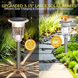 Solar Pathway Lights Outdoor 2 Pack, 3 Lighting Modes Glass and Stainless Steel White Solar Garden lights, 17.3" | Lumora
