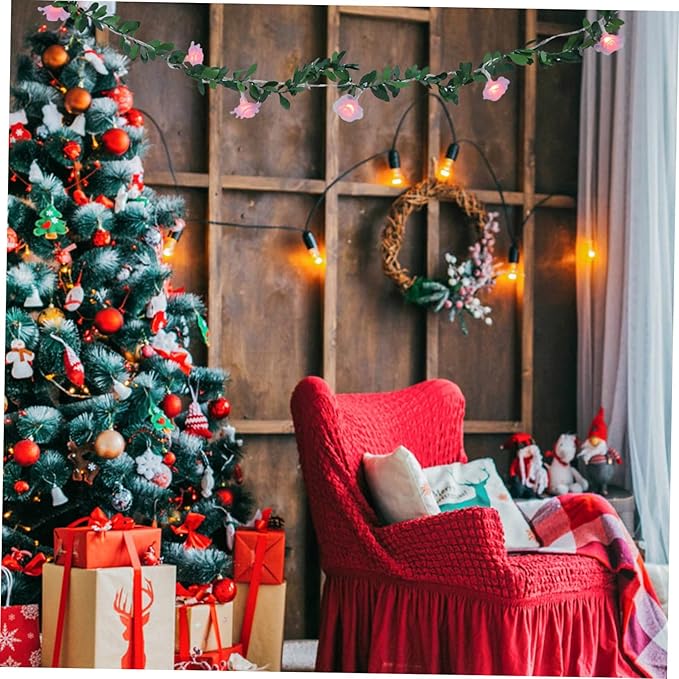 DOITOOL 5pcs Simulated Floral Wreath Light Led String Light Lovely Outdoor Decor for Christmas Festival for Use
