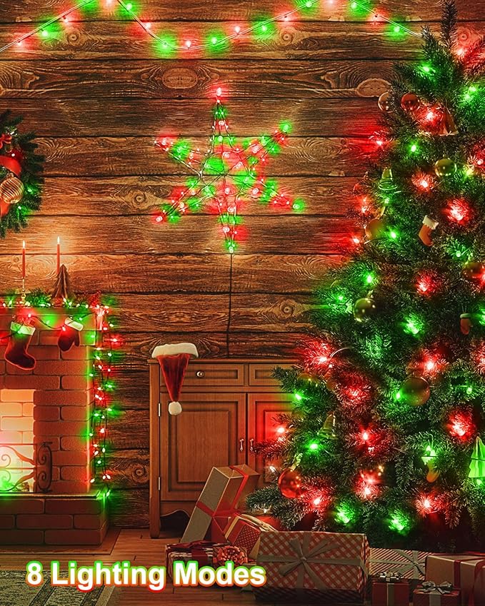 552FT 1400LED Red and Green Christmas Lights Outdoor, Extra Long Outdoor String Lights Waterproof, Timer & Memory, 8 Modes Dimmable Plug in Fairy for Outside Tree Wedding Patry