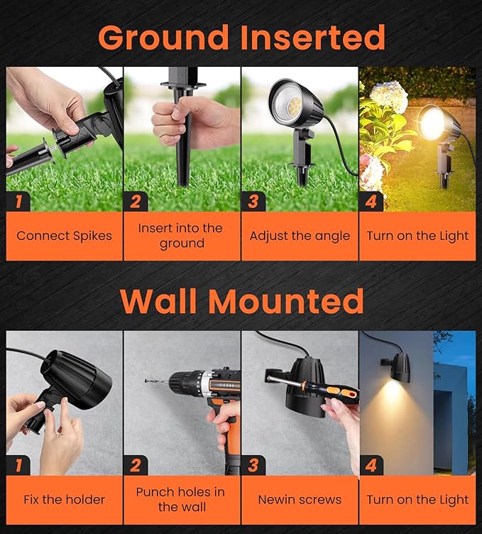 MEIKEE 7W Low Voltage LED Landscape Lights 800LM 12V Outdoor Landscape Lighting 2700K Warm White IP66 Waterproof | Lumora