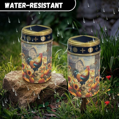 Sunflower Chicken Solar Lights Outdoor Waterproof Solar Stake Lights Solar Pathway Lights Flamelight Lights Solar Lantern Landscape Lighting Spotlight for Yard Patio Driveway