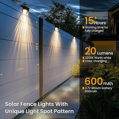 SOLPEX Solar Deck Lights Outdoor,Solar Fence Lights Waterproof Led Light for Outdoor Stairs,Step,Patio,Yard,Garden,Balcony and Porch,8 Pack Shell-Like Light Spots(Black Shell,Warm White&RGB)