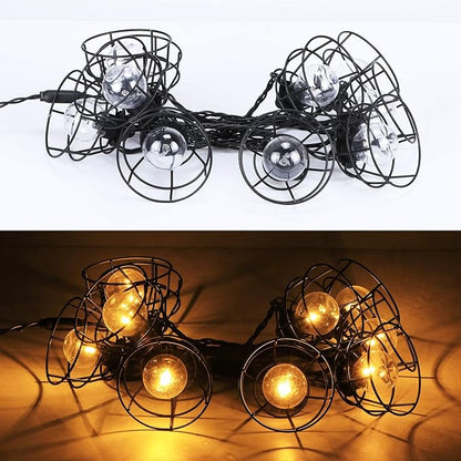Vigdur Vintage Cafe Lights - 10 Clear G40 Bulbs with Metal Shades, Indoor/Outdoor Patio Lights for Cafe, Backyard, Garden, Porch, Deck, Holiday Decor, 11FT