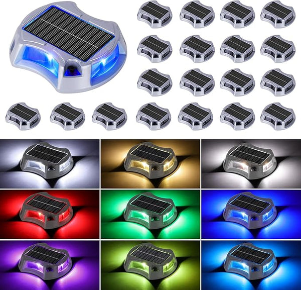 Bosceos Solar Driveway Lights Outdoor 20-Pack, Solar Deck Lights RGB Color Modes Dock Light Waterproof Driveway | Lumora