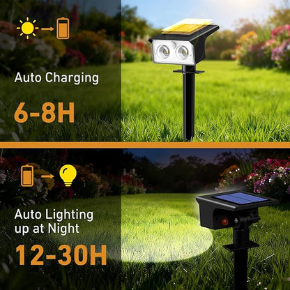 btfarm Solar Spot Lights Outdoor Waterproof, 12 Pack/3 Modes Motion Sensor Lights, Solar Powered Spotlights 2-in-1 Auto On/Off for Outside Pathway Yard Garden Landscape Lighting, Cool White