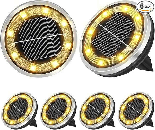 ZAIYW 6 Pack Solar Ground Lights Outdoor Waterproof Garden Lights Solar Powered Disc Landscape Lighting for Pathway | Lumora