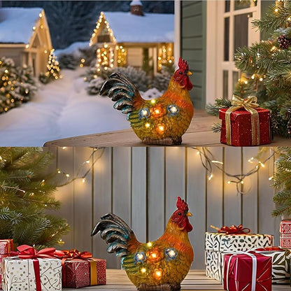 TAKE ME Womens Birthday Gifts Gardening Gifts Chicken Decor for Mom Garden Decor Solar Light Rooster Decor for Women Mom Grandma Birthday Gifts for Chicken Lovers