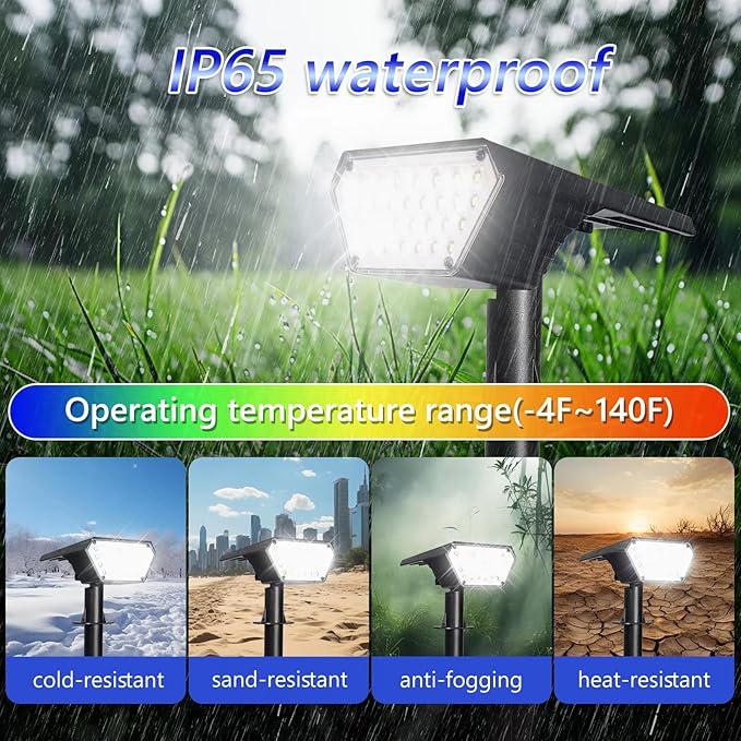 6 Pack Solar Spot Lights Outdoor,Auto On/Off Solar Lights Outdoor Waterproof IP65,2-in-1 Solar Powered Outdoor | Lumora
