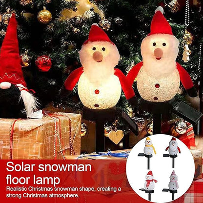 Solar Garden Lights Snowman Solar Christmas Light,Waterproof Snowman Shape Outdoor Solar Garden Stake Light,Decorative Solar Pathway Light LED Snowman Light for Patio Yard (Color : Red)