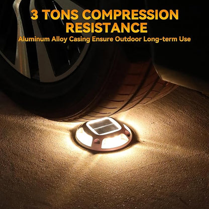 AGPTEK Solar Driveway Lights 12 Pack, 2 Colors in 1 Outdoor Solar Deck Dock Marine Waterproof LED Driveway Marker Security Lights for Outside Pathway,Boat Dock,Step,Walkway,Path,Garden (Warm & White)