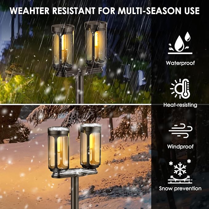 Solar Pathway Lights, Upgrade Dual-Head Solar Lights Outdoor Waterproof, 8 LEDs Auto On/Off Solar Powered Lighting for Garden Yard Landscape Walkway Driveway Lawn Patio(Warm White,8 Pack)