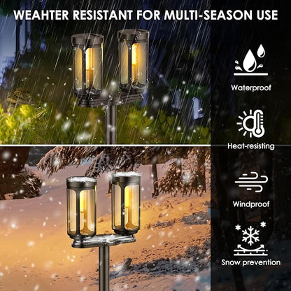 Solar Pathway Lights, Upgrade Dual-Head Solar Lights Outdoor Waterproof, 8 LEDs Auto On/Off Solar Powered Lighting for Garden Yard Landscape Walkway Driveway Lawn Patio(Warm White,8 Pack)