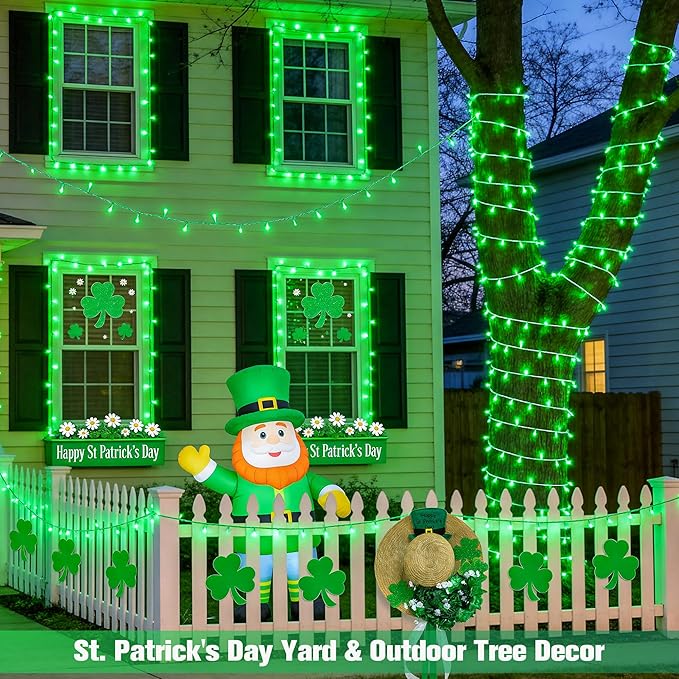 JMEXSUSS Green Christmas String Lights Indoor Outdoor Clear Wire, 200 LED Green Lights for St Patrick's Day Spring | Lumora
