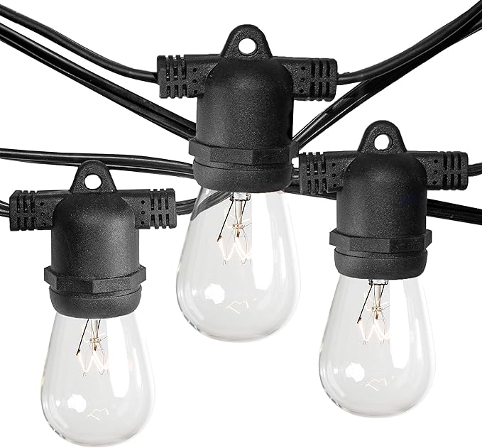 Hometown Evolution, Inc. 100 Foot Commercial Grade Outdoor String Lights (100 Foot 50 Socket, S14 11 Watt Clear | Lumora