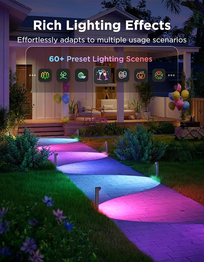 Govee Outdoor Pathway Lights 2 Lite 8 pack, IP67 Waterproof, 16 Million Colors, 60+ Scene Modes Patio Lights for Path,Landscape Lighting, Outdoor Decor, Compatible with Alexa, Google Assistant, Matter