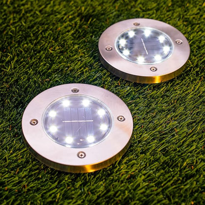Crosslight Solar Ground Lights Outdoor - Waterproof Landscape Decor Spotlights - Auto On/Off Powered for Garden, Yard, Patio, Lawn, Walkway, Driveway, Pathway, Backyard, Deck, Sidewalk | 6 Pack