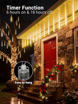 Flacchi Meteor Shower Icicle Lights - 5 Tubes 20" Each 270 LED Cascading Raindrop Lights, Timer Outdoor Waterproof | Lumora