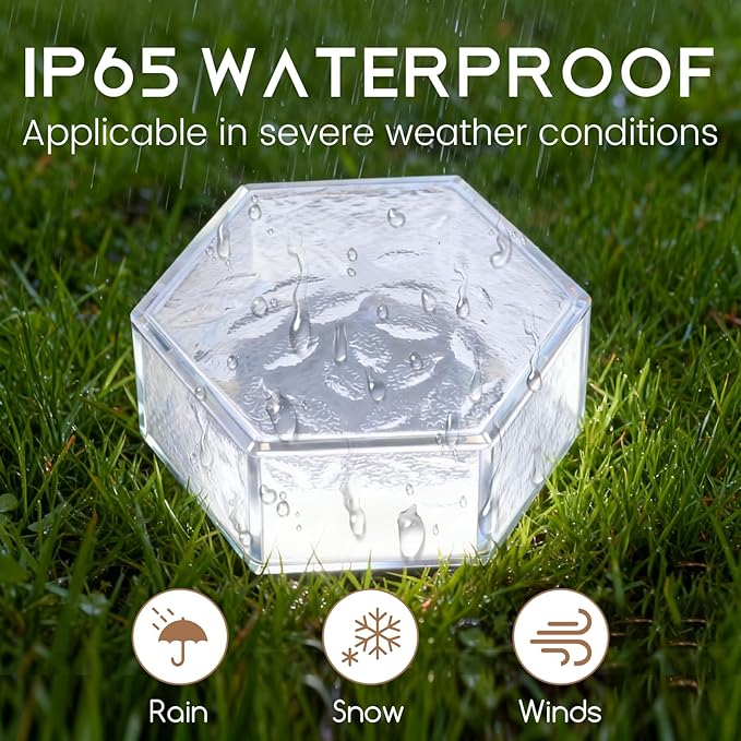 Wokyo 4 Pack Solar Brick Lights, 3.8x3.8 inch Solar Ice Cube Lights with 8 LED Paver Ground Lights for Garden Lawn | Lumora