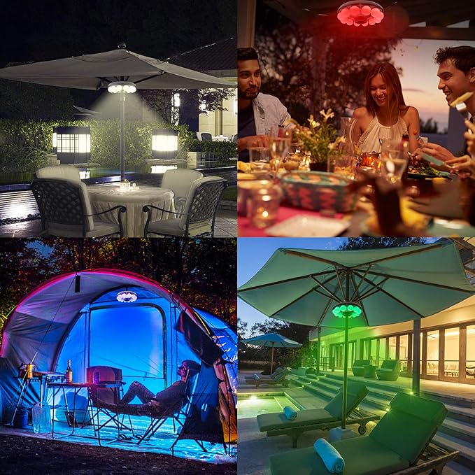 LUXSWAY Patio Umbrella Lights Battery Operated,12 Color Changing Outdoor Umbrella Light for Pole with Remote,48 | Lumora
